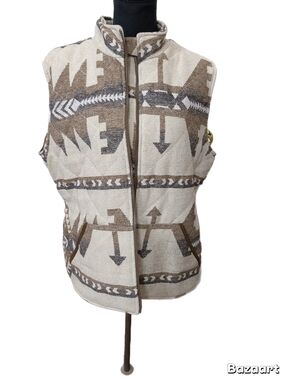 Southwest Quilted Sleeveless Vest in Beige and Brown By Outback Trading Co.